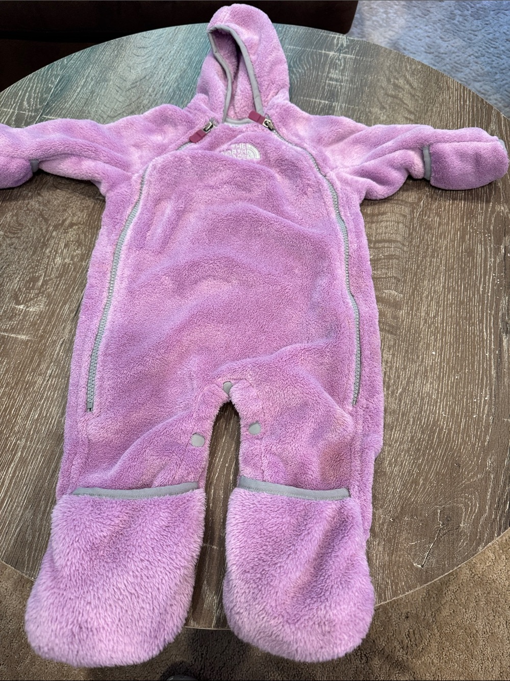 The North Face Lavender Fleece Hooded One-Piece Footie